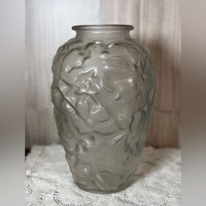 Bohemian Czech Satin Art Art Deco Glass Vase Frosted Dogwood Sculptural 1930’s